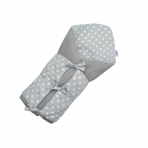 New Baby Šnurovacia zavinovačka pre bábätká Vaflová sivá/biele bodky 